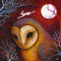 SALE! Limited edition giclee print titled "Equinox Night" by Amanda Clark - owl ar...