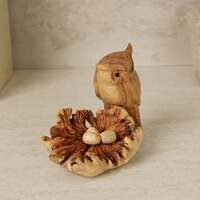 Owl on the Nest Sculpture, Wood Carving