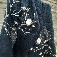 Knitted mohair scarf with embroidery owls,soft and casual Christmas gift for her,winter acce...