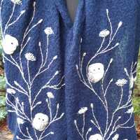 Knitted mohair scarf with embroidery owls,soft and casual Christmas gift for her,winter acce...