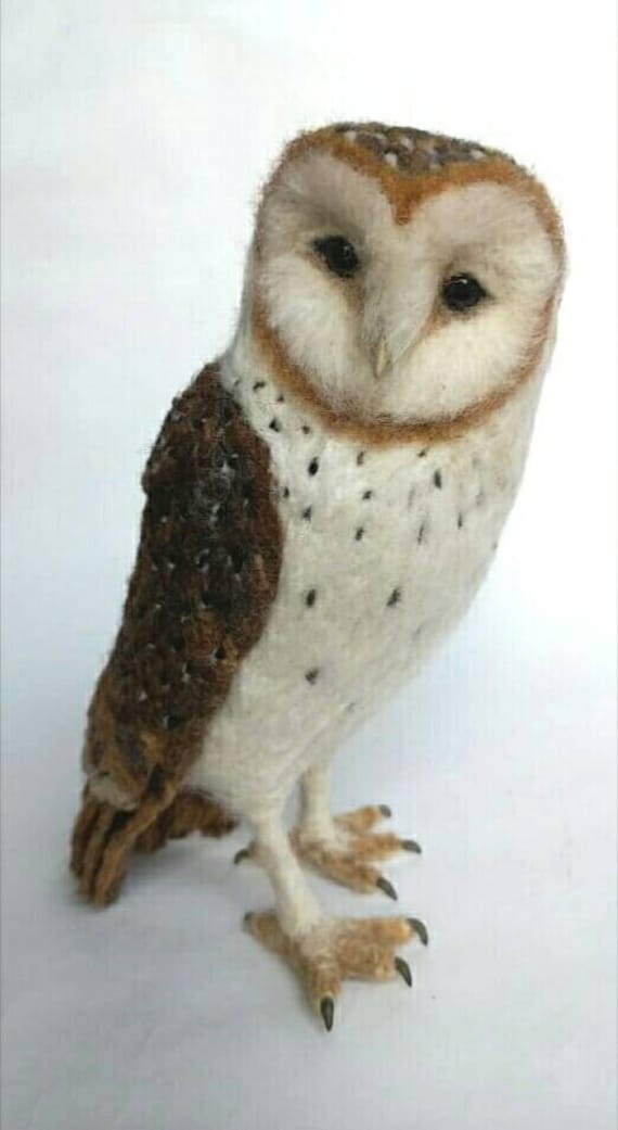 Needle felted Barn owl sculpture