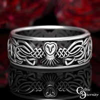 Owl Vine Celtic Knotwork Ring, Sterling Silver