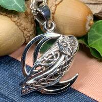 Celtic Owl Necklace, Bird Pendant