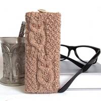 Brown Owl Hand Knit Glasses Case