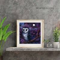 Limited edition giclee print titled "Midnight" by Amanda Clark - owl limited editi...