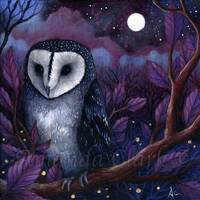 Limited edition giclee print titled "Midnight" 2nd Release by Amanda Clark - owl a...