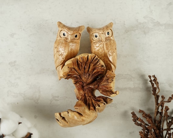 Hanging Wood Owl Carving Figurine