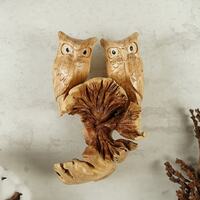 Hanging Wood Owl Carving Figurine