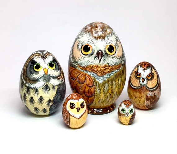 Owls Family Nesting Eggs set