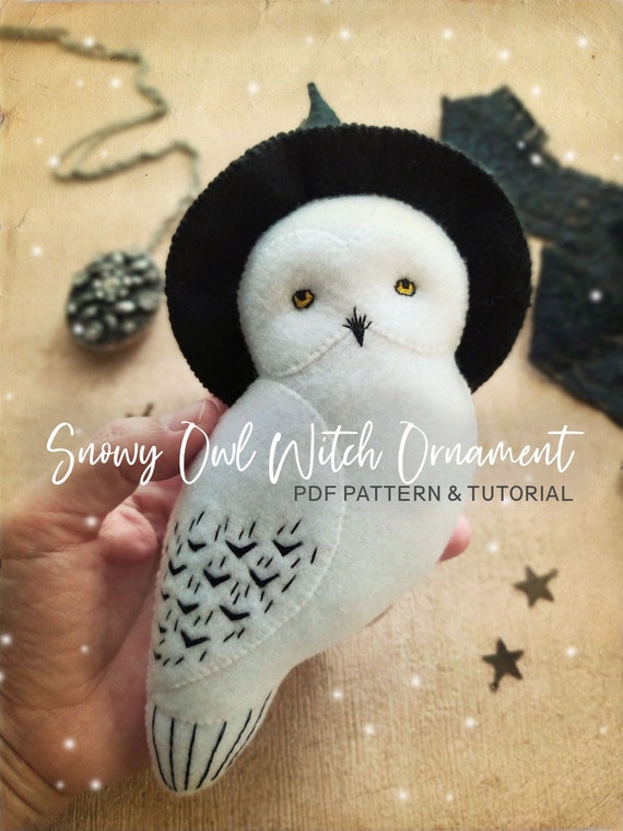 Halloween Snowy Owl with Witch hat Ornament PDF Pattern