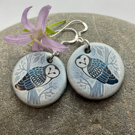 Handmade Barn Owl Earrings