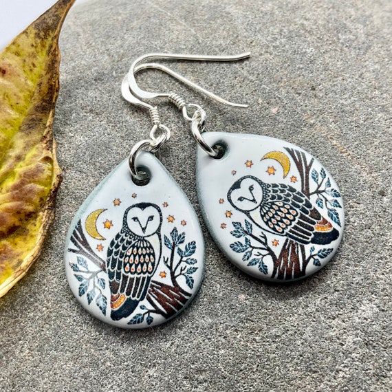 Handmade Barn Owl Earrings