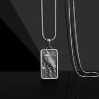 Owl 925 Sterling Silver Bird Necklace, Personalized Necklace, Animal Necklace, Silver Owl Je...