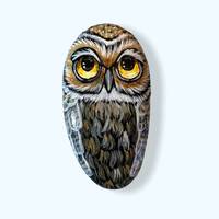 Original Hand Painted Owl Stone, Rock