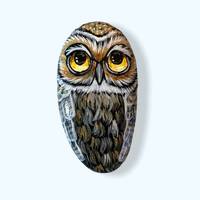 Hand Painted One of A Kind Owl Rock Pebble Painting Owl Art Rock Painted Beach Stone Owl Dec...