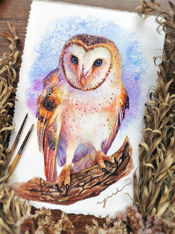 Barn Owl - ORIGINAL watercolor painting 7.5x11 inches