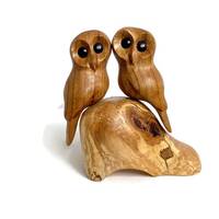 Owls wood carving statue figurines
