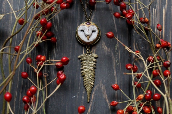 Barn Owl Celtic Amethyst Necklace