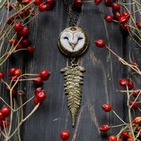 Barn Owl Celtic Amethyst Necklace, Owl Pendant