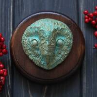 Barn Owl Wall Decoration, Faux Patina Owl Relief