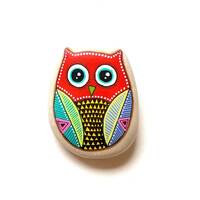 Owl Stone - From the Book "The Art of Stone Painting" by F.Sehnaz BAC