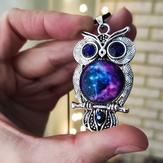 Galaxy owl Fantasy necklace pendant