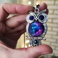 Galaxy owl Fantasy necklace pendant