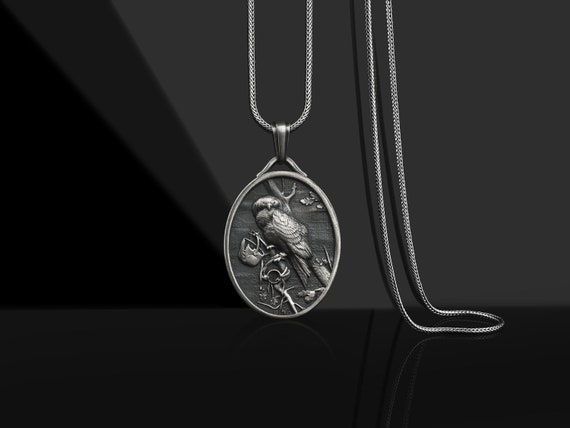 Silver Owl Oval Medal Pendant