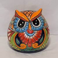 Owl Planter, Ceramic Flower Pot, Talavera Mexico Pottery