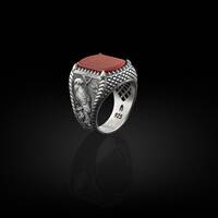 Owl Sterling Silver Carnelian Ring, 925 Silver Nature Ring, Animal Ring, Gemstone Ring, Carn...