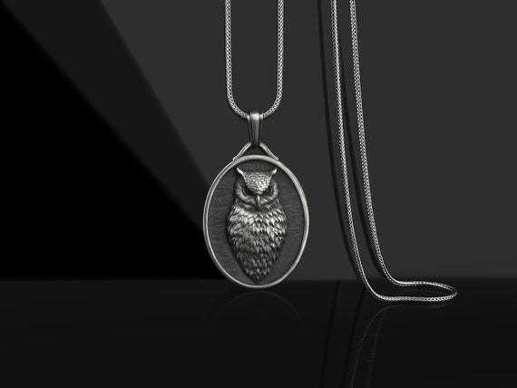 Sterling Silver Winged Owl Charm Necklace