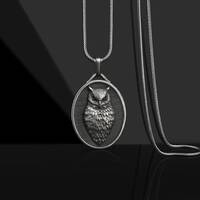 Sterling Silver Winged Owl Charm Necklace