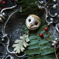 Barn Owl Necklace with Crescent Moon, Barn Owl Charm, Witch Mystic Owl Necklace, Owl Totem N...