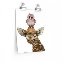 The Giraffe and the Owl Premium Matte vertical poster