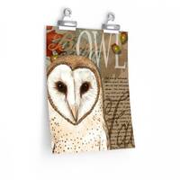 Barn Owl Collage, with original art by Wendy Hogue Berry, Premium Matte vertical posters