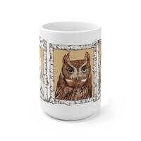 Owl Portraits Coffee Mug, Original Art by Wendy Hogue Berry, Ceramic Mug 15oz