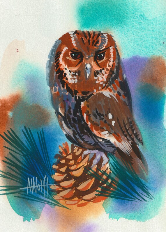 Flammulated Owl: part of my 2022 A Year of Birds Challenge.  One-of-a-kind. I will donate 20% of the price to wildlife conservation