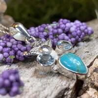 Owl Necklace, Turquoise Jewelry, Bird Pendant, Nature Jewelry