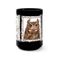 Framed Owls, Original Art by Wendy Hogue Berry, Black Mug 15oz