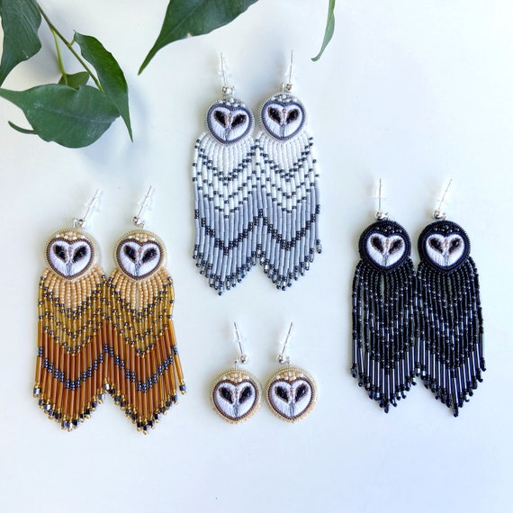 Barn Owl bird earrings