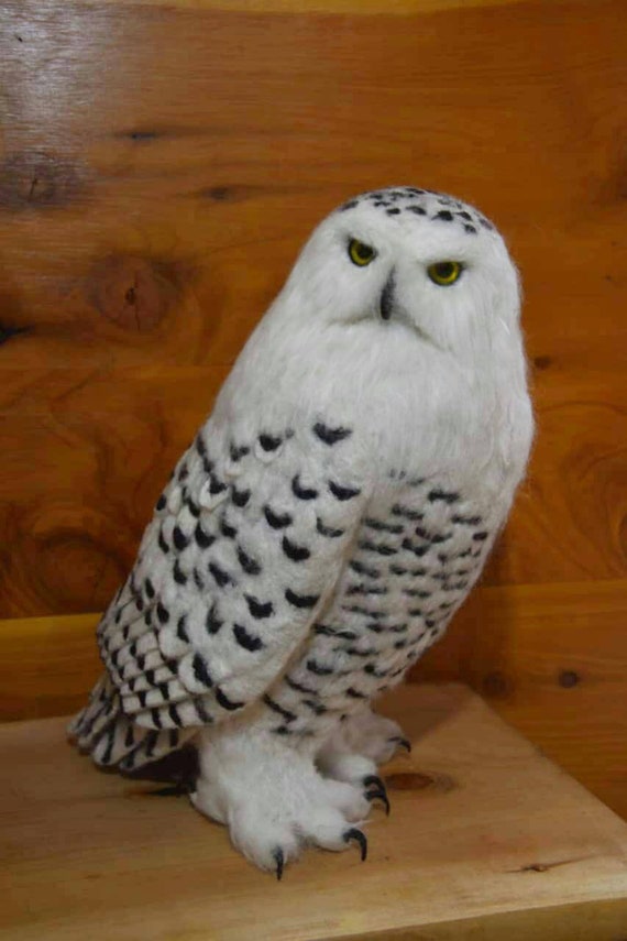 Needle felted wool Snowy Owl sculpture