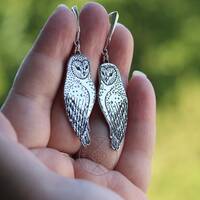 Barn Owl Silver Earrings