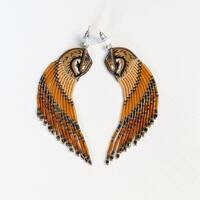 Barn Owl beaded earrings in boho style