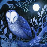 Limited edition Owl giclee print: The Blue Tree