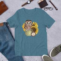 Sunflower Owl Tshirt, Wild Flower Shirt, Floral Tshirt, Garden Shirt, Gift for Women, Sunflo...