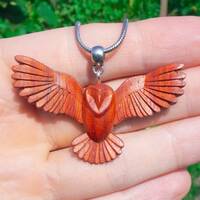 Owl Necklace, Wood Owl Pendant