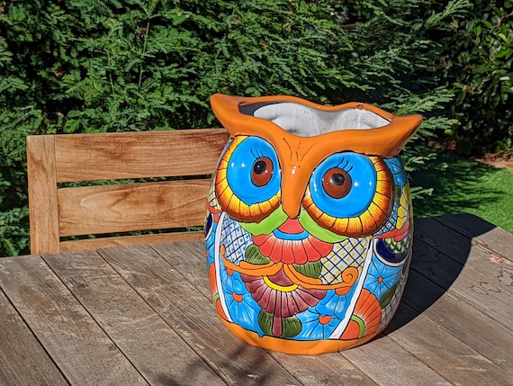 Owl Flower Pot, Talavera Ceramic Planter