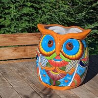 Owl Flower Pot, Talavera Ceramic Planter