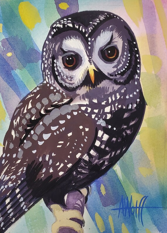 Spotted Owl is part of my 2022 A Year of Birds Challenge. One-of-a-kind. I will donate 20% of the price to wildlife conservation