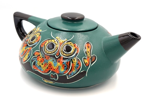 Green Owl Handmade ceramic teapot Stoneware